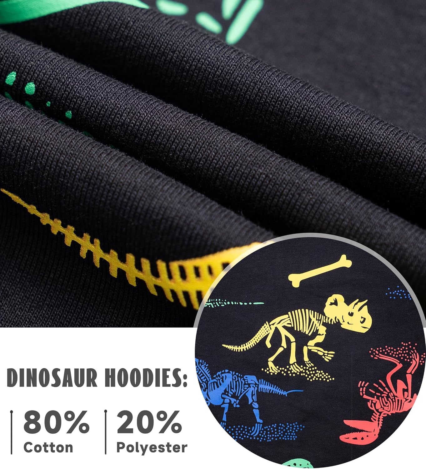 Kids Dinosaur Hoodies for Boys Girls Pullover Hooded Toddler Sweatshirt