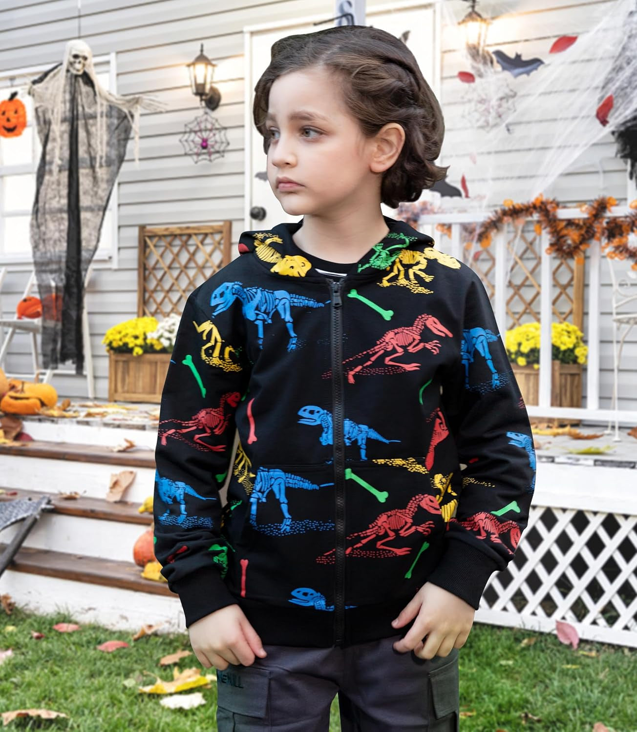 Kids Dinosaur Hoodies for Boys Girls Pullover Hooded Toddler Sweatshirt