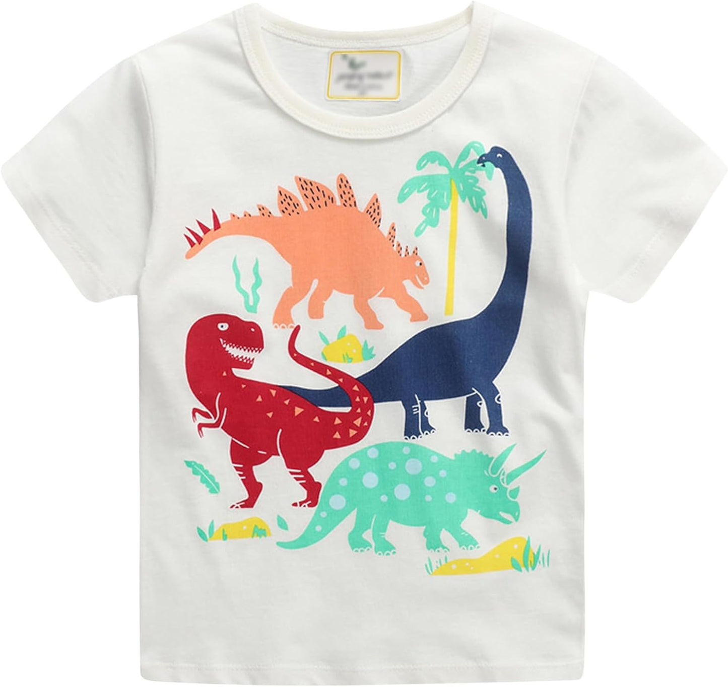 Boys Dinosaur T-Shirts Crewneck Short Sleeve Shirts 3-Pack Toddler Tops