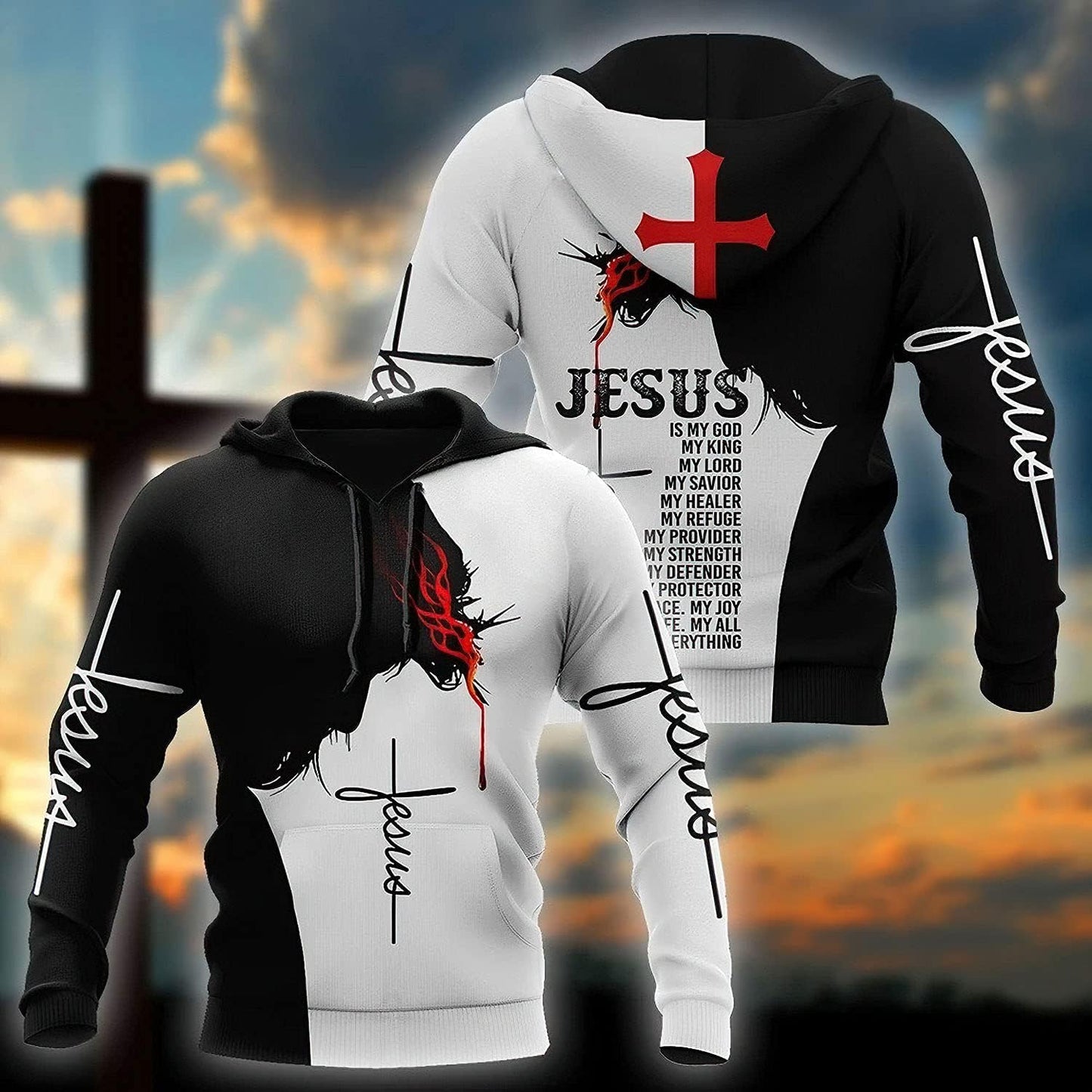 3D UNISEX JESUS PULLOVER SWEATER