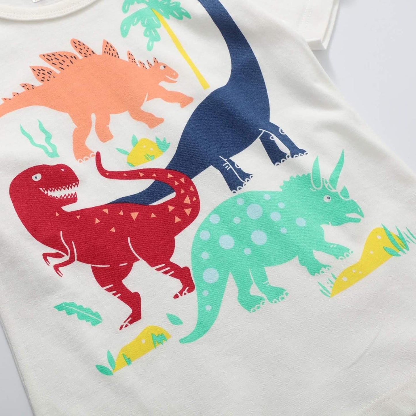 Boys Dinosaur T-Shirts Crewneck Short Sleeve Shirts 3-Pack Toddler Tops