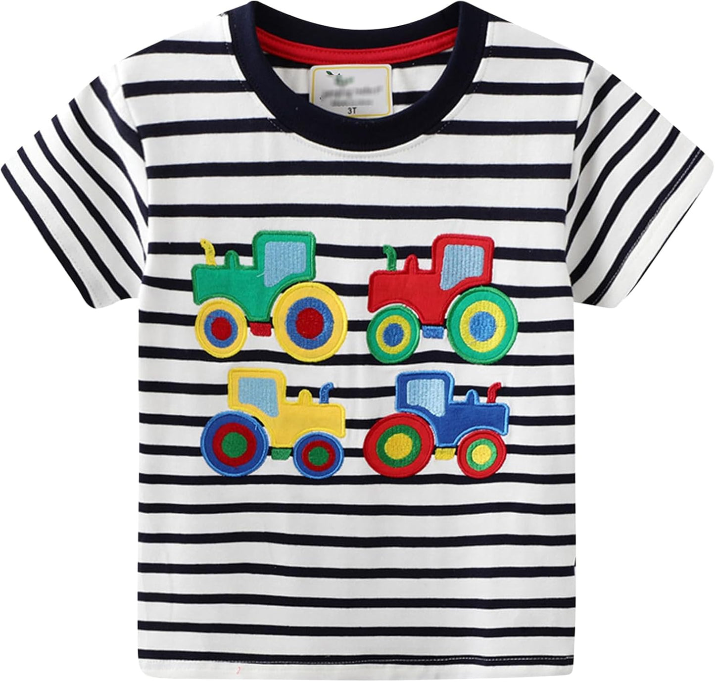 Boys Dinosaur T-Shirts Crewneck Short Sleeve Shirts 3-Pack Toddler Tops