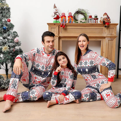 Family Matching Christmas Onesie Pajamas, Vacation Cute Printed One Piece Pajamas, Xmas Hooded Holiday Sleepwear