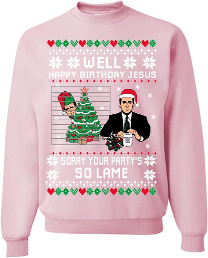 Well Happy Birthday Jesus Ugly Christmas Sweater Mens Womens Crewneck Sweatshirt