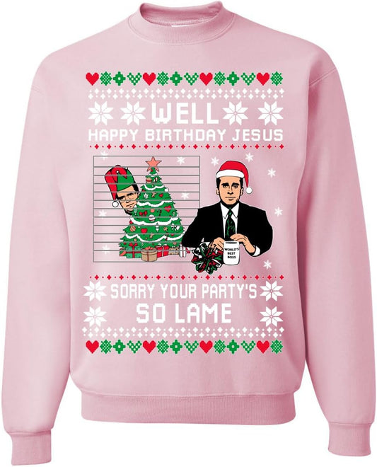 Well Happy Birthday Jesus Ugly Christmas Sweater Mens Womens Crewneck Sweatshirt