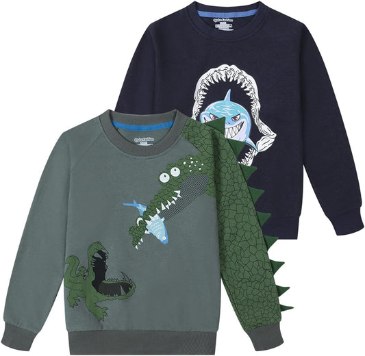 Boys Sweatshirts 2 Piece Clothes Dinosaur Cotton Long Sleeve Kids Pullover Toddler Size 3-9 Years