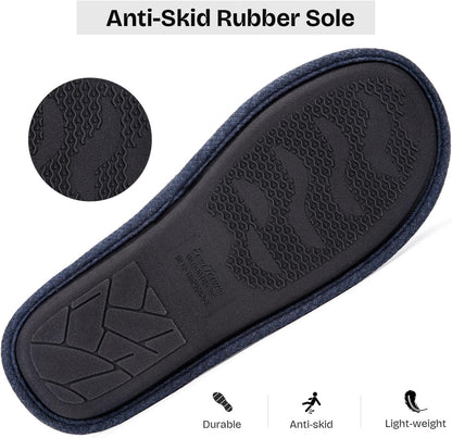 Men'S Cotton Knit Slippers Lightweight Memory Foam Indoor House Shoes with Anti-Skid Sole